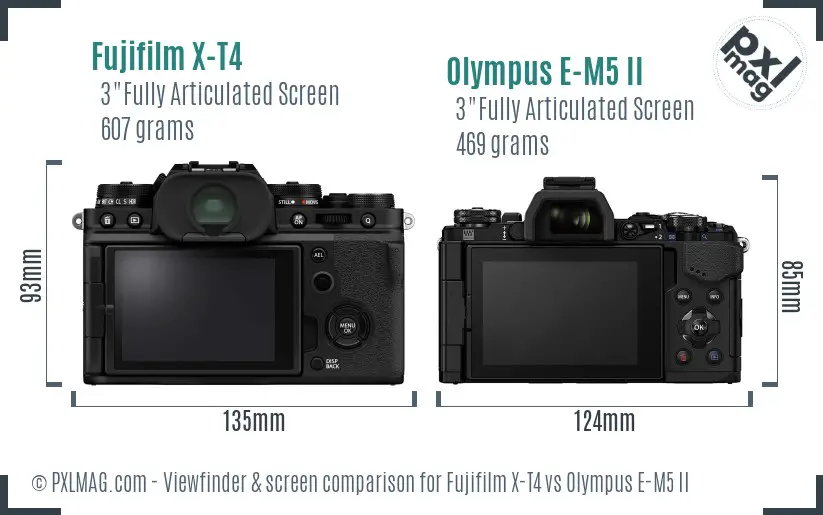 Fujifilm X-T4 vs Olympus E-M5 II Screen and Viewfinder comparison
