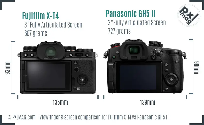 Fujifilm X-T4 vs Panasonic GH5 II Screen and Viewfinder comparison
