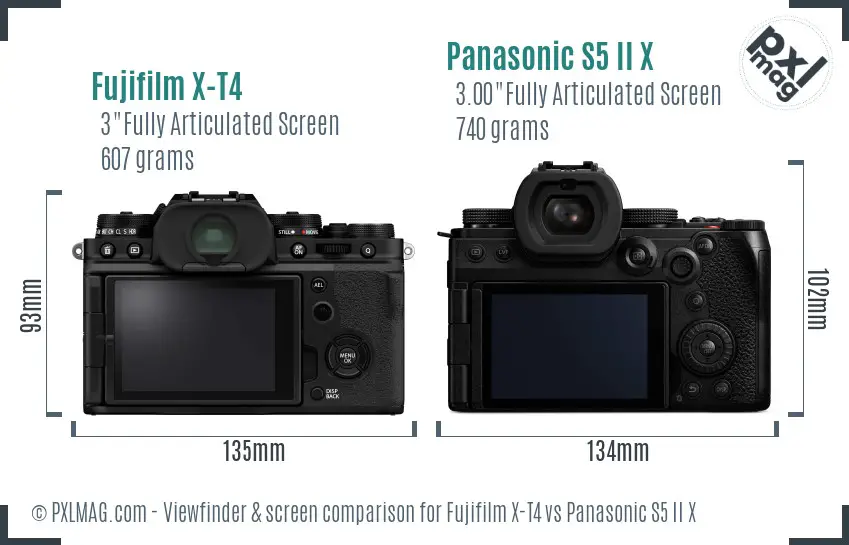 Fujifilm X-T4 vs Panasonic S5 II X Screen and Viewfinder comparison