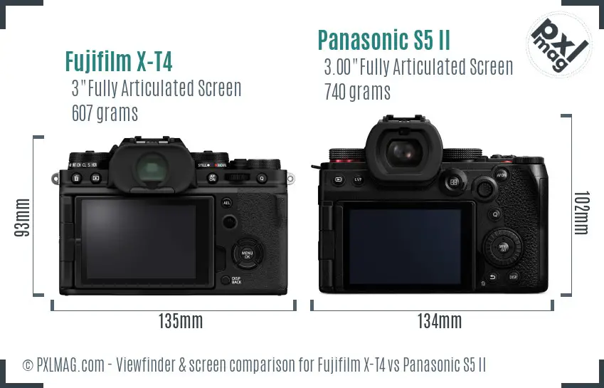 Fujifilm X-T4 vs Panasonic S5 II Screen and Viewfinder comparison
