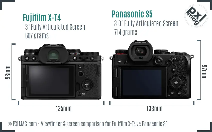 Fujifilm X-T4 vs Panasonic S5 Screen and Viewfinder comparison