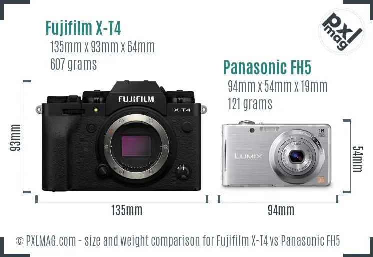 Fujifilm X-T4 vs Panasonic FH5 size comparison