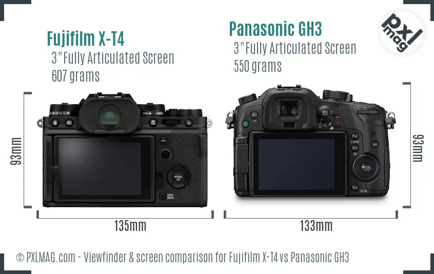 Fujifilm X-T4 vs Panasonic GH3 Screen and Viewfinder comparison