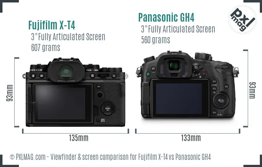 Fujifilm X-T4 vs Panasonic GH4 Screen and Viewfinder comparison