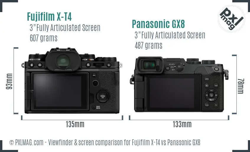 Fujifilm X-T4 vs Panasonic GX8 Screen and Viewfinder comparison