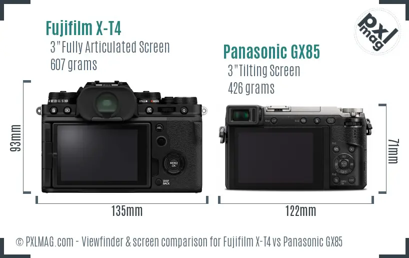 Fujifilm X-T4 vs Panasonic GX85 Screen and Viewfinder comparison