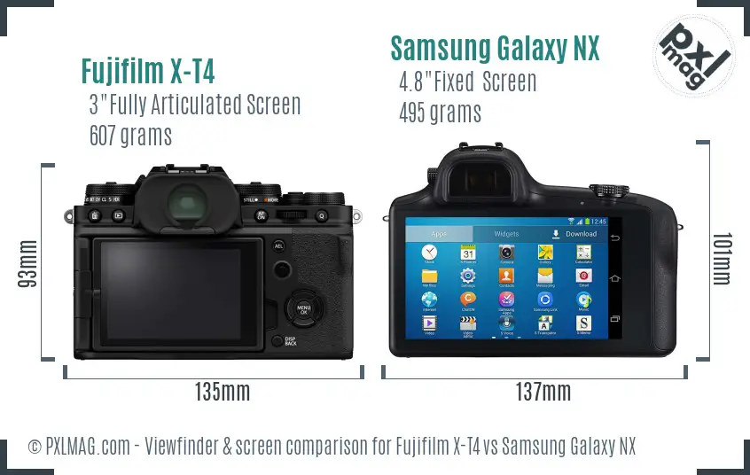 Fujifilm X-T4 vs Samsung Galaxy NX Screen and Viewfinder comparison Fujifilm X-T4 vs Samsung Galaxy NX Screen and Viewfinder comparison