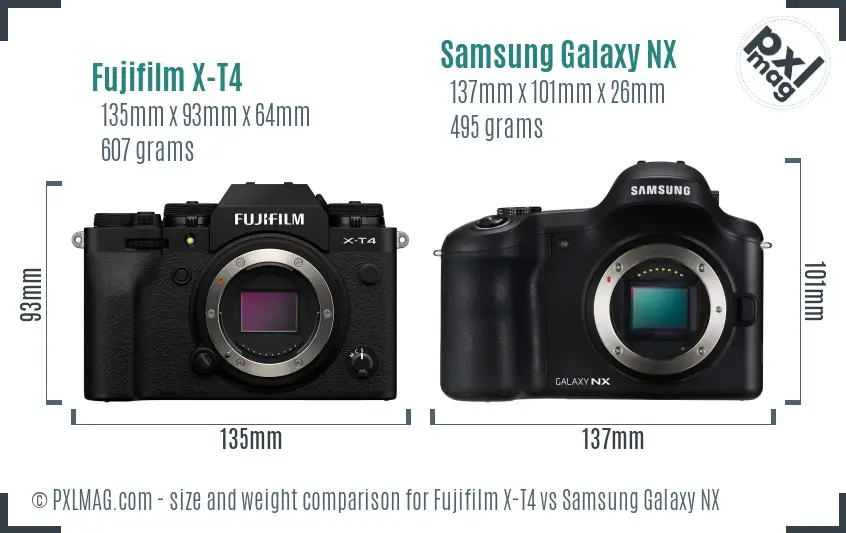 Fujifilm X-T4 vs Samsung Galaxy NX size comparison Fujifilm X-T4 vs Samsung Galaxy NX size comparison