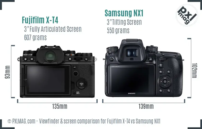 Fujifilm X-T4 vs Samsung NX1 Screen and Viewfinder comparison