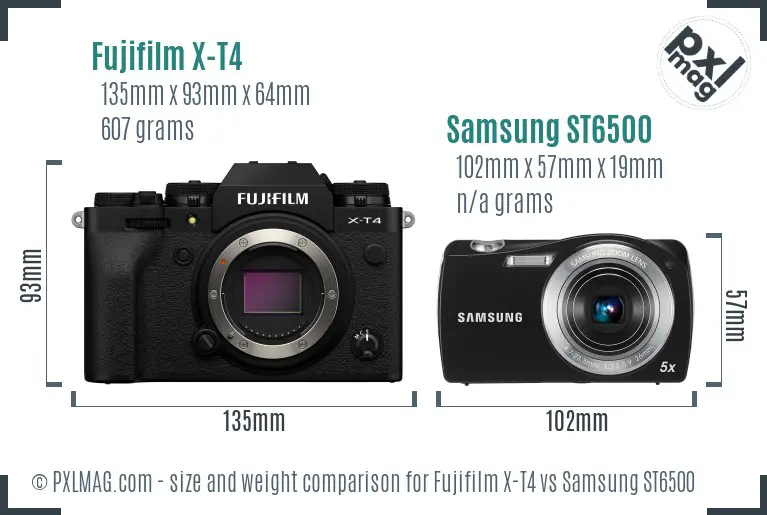 Fujifilm X-T4 vs Samsung ST6500 size comparison