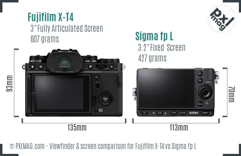 Fujifilm X-T4 vs Sigma fp L Screen and Viewfinder comparison