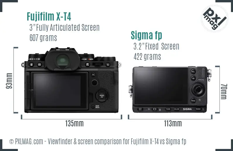 Fujifilm X-T4 vs Sigma fp Screen and Viewfinder comparison