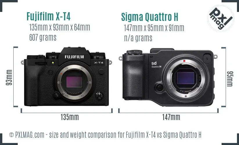 Fujifilm X-T4 vs Sigma Quattro H size comparison
