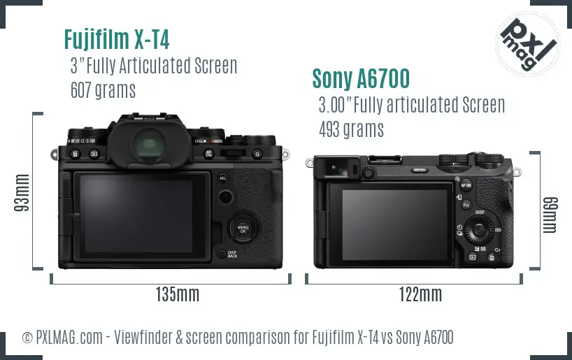 Fujifilm X-T4 vs Sony A6700 Screen and Viewfinder comparison