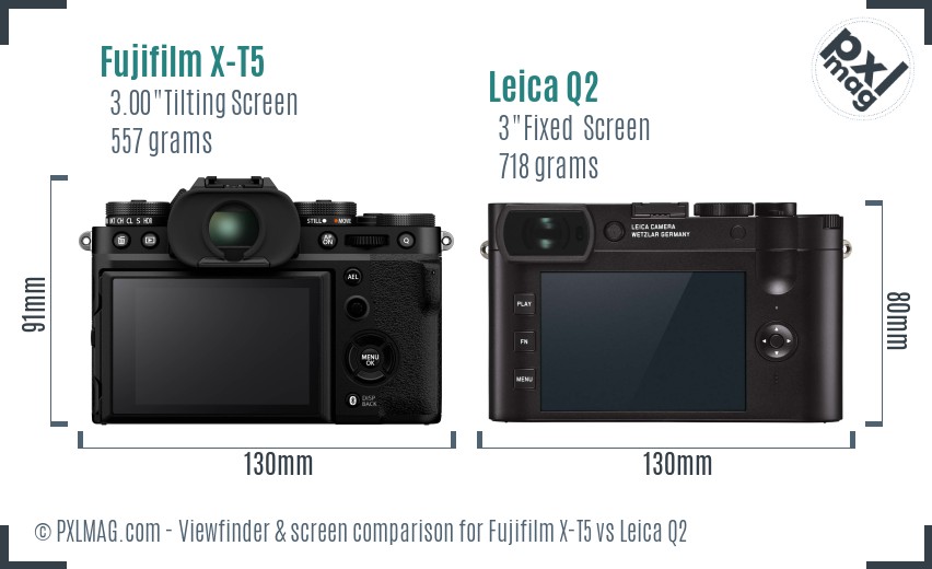 Fujifilm X-T5 vs Leica Q2 Screen and Viewfinder comparison