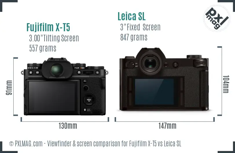 Fujifilm X-T5 vs Leica SL Screen and Viewfinder comparison Fujifilm X-T5 vs Leica SL Screen and Viewfinder comparison