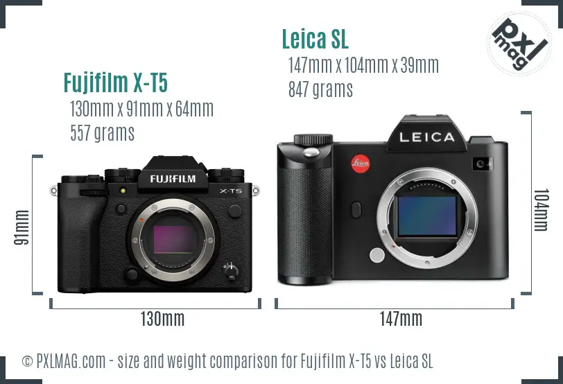 Fujifilm X-T5 vs Leica SL size comparison Fujifilm X-T5 vs Leica SL size comparison