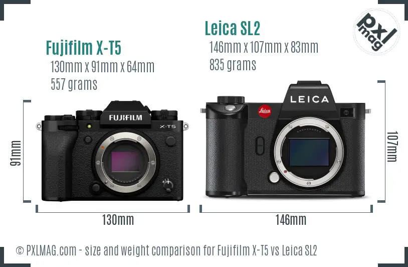 Fujifilm X-T5 vs Leica SL2 size comparison Fujifilm X-T5 vs Leica SL2 size comparison
