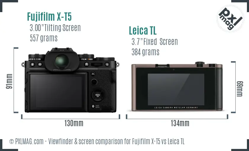Fujifilm X-T5 vs Leica TL Screen and Viewfinder comparison