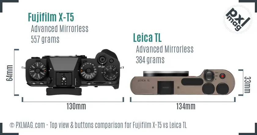 Fujifilm X-T5 vs Leica TL top view buttons comparison