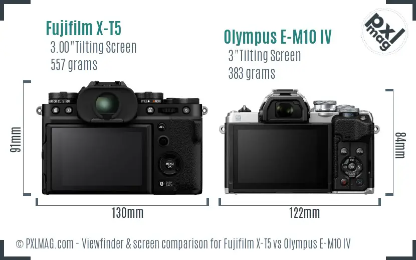 Fujifilm X-T5 vs Olympus E-M10 IV Screen and Viewfinder comparison