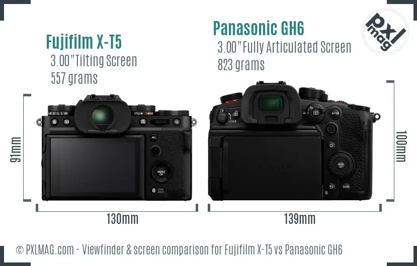 Fujifilm X-T5 vs Panasonic GH6 Screen and Viewfinder comparison