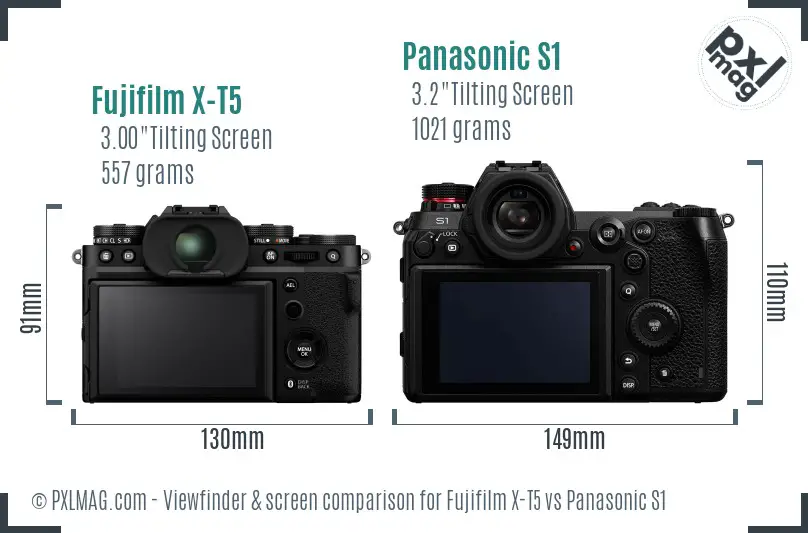 Fujifilm X-T5 vs Panasonic S1 Screen and Viewfinder comparison Fujifilm X-T5 vs Panasonic S1 Screen and Viewfinder comparison