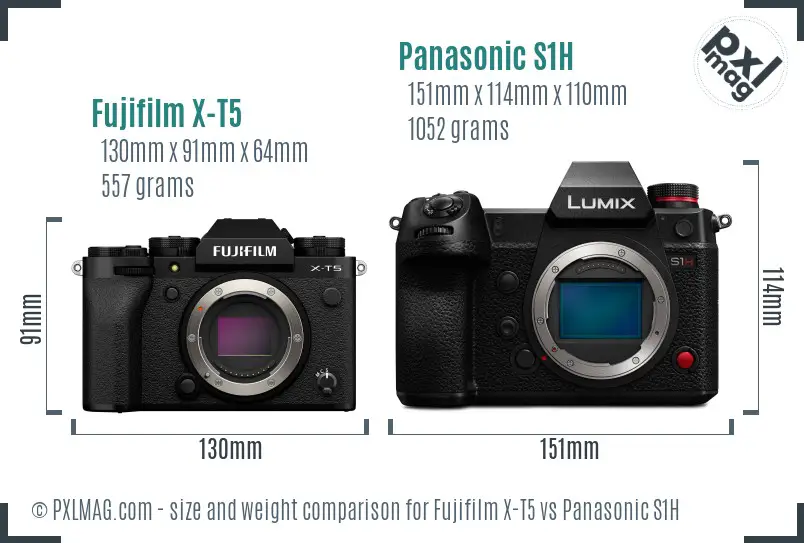 Fujifilm X-T5 vs Panasonic S1H size comparison Fujifilm X-T5 vs Panasonic S1H size comparison