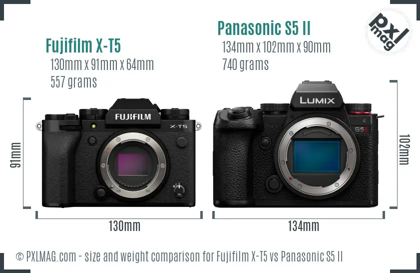 Fujifilm X-T5 vs Panasonic S5 II size comparison