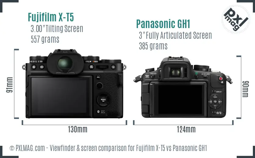Fujifilm X-T5 vs Panasonic GH1 Screen and Viewfinder comparison