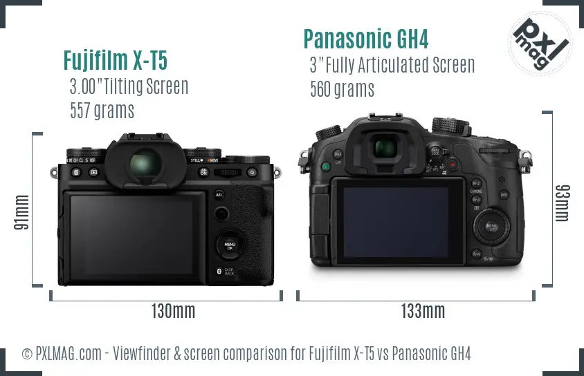 Fujifilm X-T5 vs Panasonic GH4 Screen and Viewfinder comparison Fujifilm X-T5 vs Panasonic GH4 Screen and Viewfinder comparison