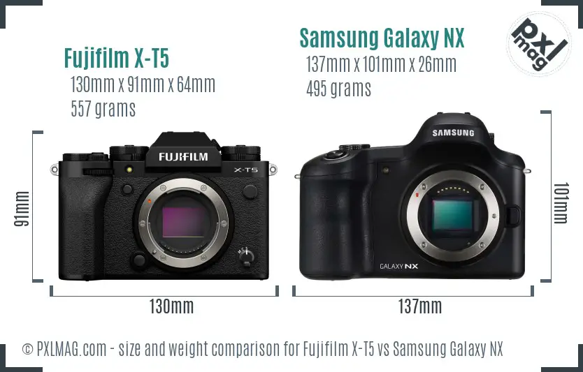 Fujifilm X-T5 vs Samsung Galaxy NX size comparison