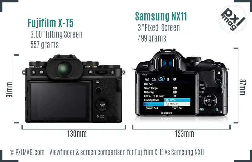 Fujifilm X-T5 vs Samsung NX11 Screen and Viewfinder comparison