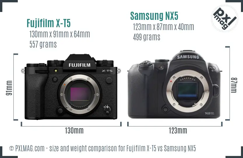 Fujifilm X-T5 vs Samsung NX5 size comparison Fujifilm X-T5 vs Samsung NX5 size comparison