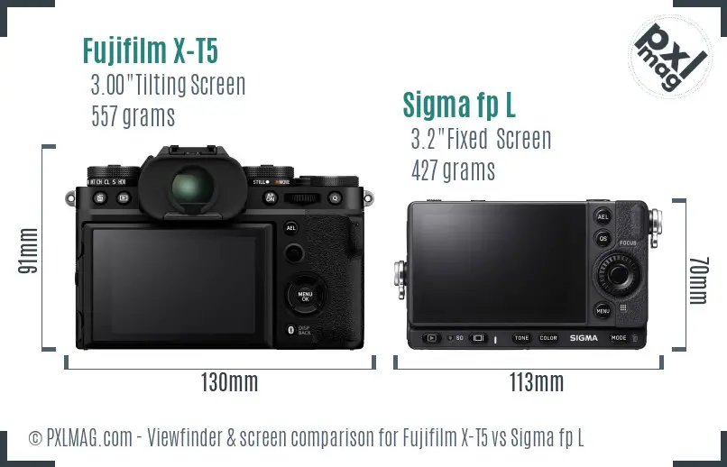 Fujifilm X-T5 vs Sigma fp L Screen and Viewfinder comparison