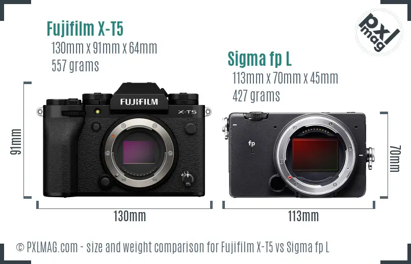 Fujifilm X-T5 vs Sigma fp L size comparison