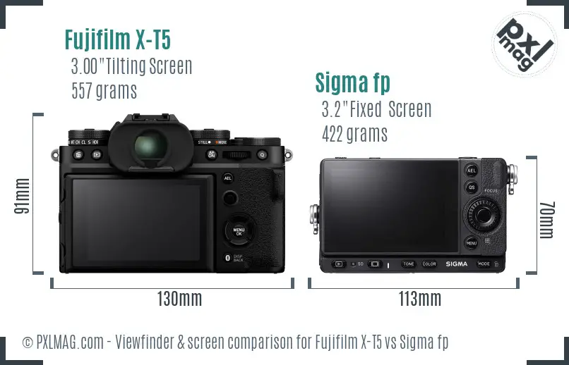 Fujifilm X-T5 vs Sigma fp Screen and Viewfinder comparison