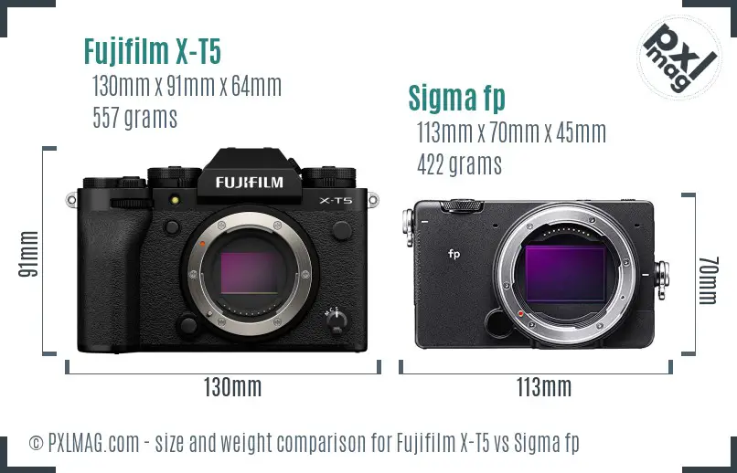 Fujifilm X-T5 vs Sigma fp size comparison