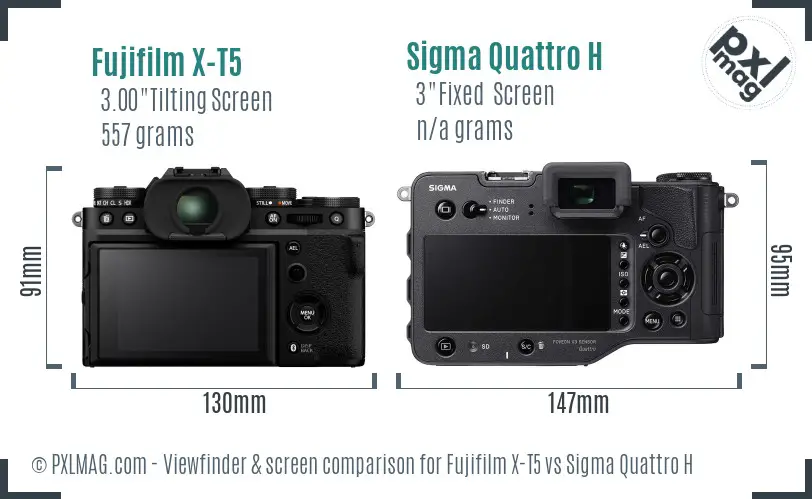 Fujifilm X-T5 vs Sigma Quattro H Screen and Viewfinder comparison
