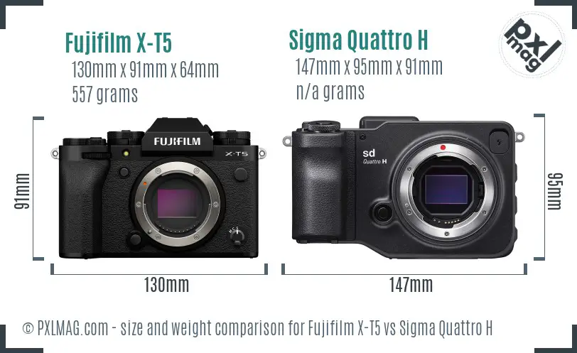 Fujifilm X-T5 vs Sigma Quattro H size comparison