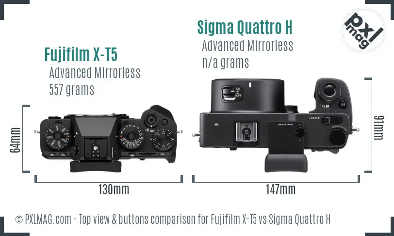 Fujifilm X-T5 vs Sigma Quattro H top view buttons comparison
