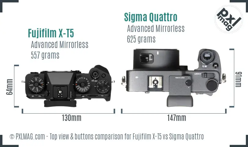 Fujifilm X-T5 vs Sigma Quattro top view buttons comparison