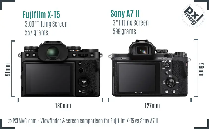 Fujifilm X-T5 vs Sony A7 II Screen and Viewfinder comparison