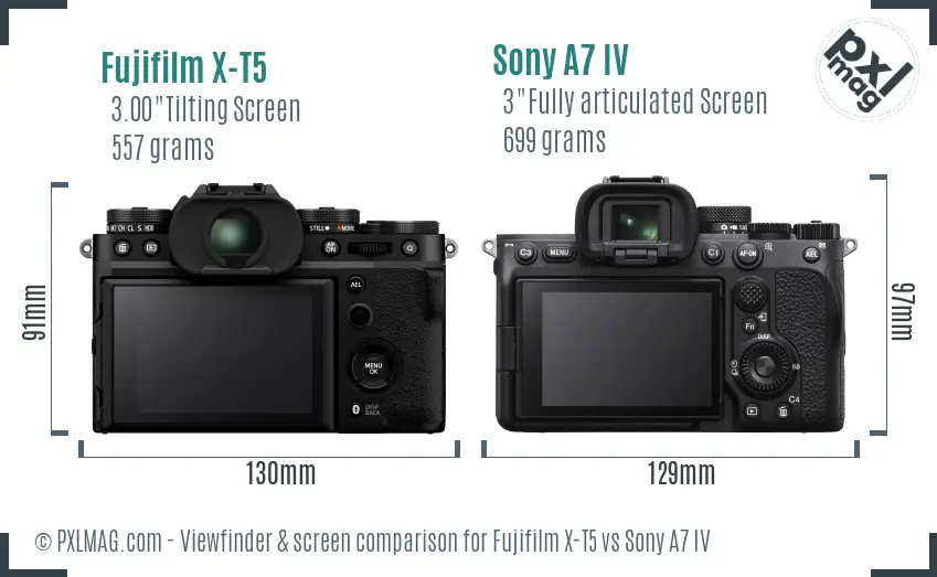 Fujifilm X-T5 vs Sony A7 IV Screen and Viewfinder comparison