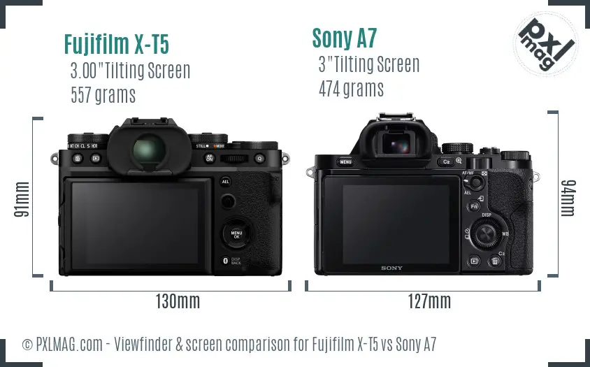 Fujifilm X-T5 vs Sony A7 Screen and Viewfinder comparison