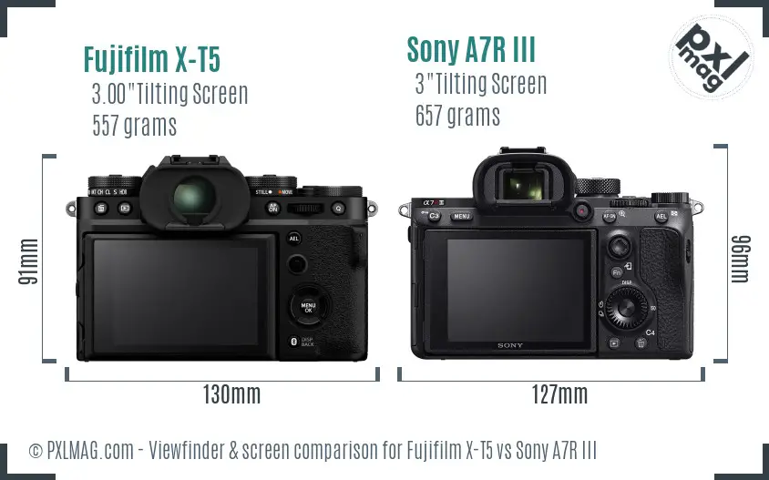 Fujifilm X-T5 vs Sony A7R III Screen and Viewfinder comparison
