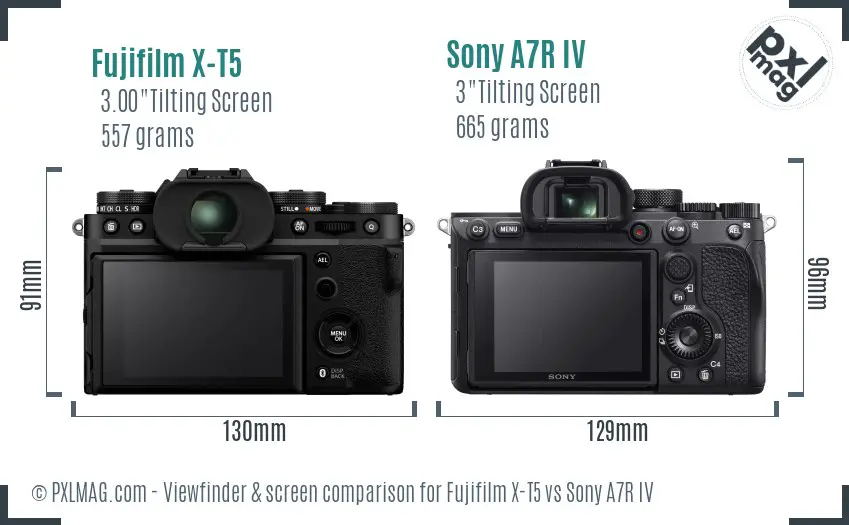 Fujifilm X-T5 vs Sony A7R IV Screen and Viewfinder comparison