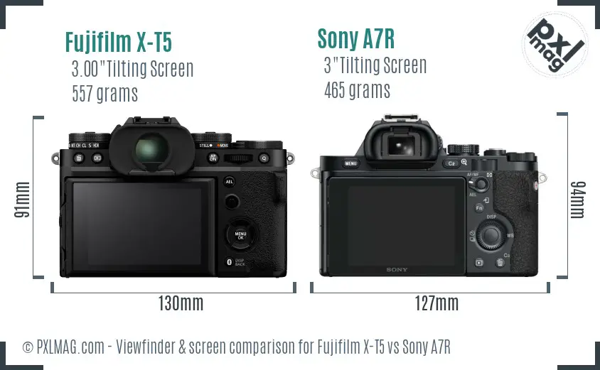 Fujifilm X-T5 vs Sony A7R Screen and Viewfinder comparison