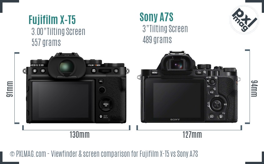 Fujifilm X-T5 vs Sony A7S Screen and Viewfinder comparison