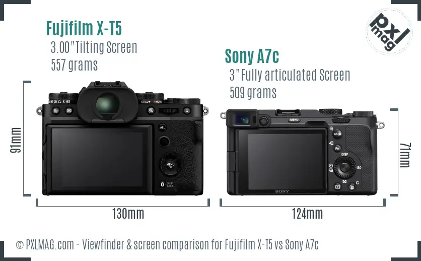 Fujifilm X-T5 vs Sony A7c Screen and Viewfinder comparison
